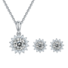 Sunflower S925 Silver Plated Platinum Moissanite Diamond Pendant Earnail Set 3